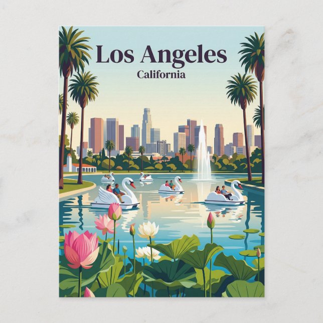 Carte Postale Lac Echo Park Californie (Devant)