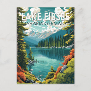 Carte Postale Lac Eibsee Allemagne Travel Art Vintage