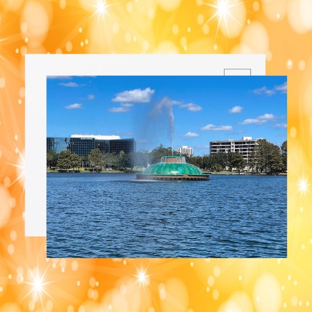 Carte Postale Lac Eola Fontaine Orlando Floride Photo (A postcard featuring a photo of the Lake Eola Fountain in Orlando, Florida)