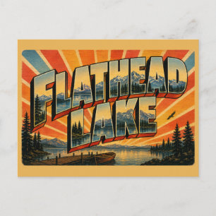 Carte Postale Lac Flathead Montana Lac Glaciaire Art Montagnard