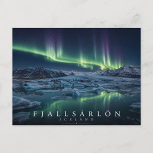 Carte Postale Lac glaciaire Fjallsárlón Islande Aurore boréale