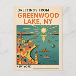 Carte Postale Lac Greenwood NY Voyage Rétro