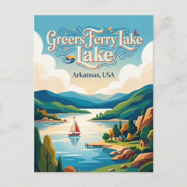 Carte Postale Lac Greers Ferry Arkansas (Devant)