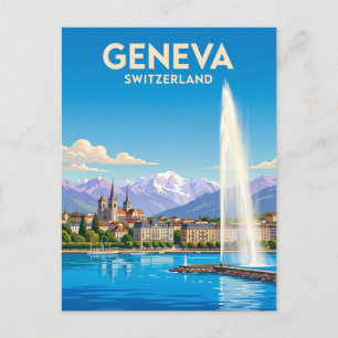Carte Postale Lac Léman et Jet d'Eau Suisse
