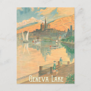 Carte Postale Lac Léman, Gens sur une promenade, Suisse