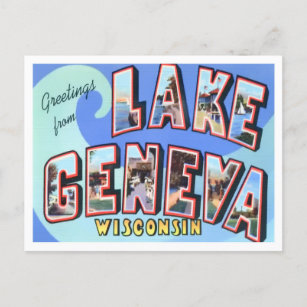 Carte Postale Lac Léman, Wisconsin Vintage Big Letters