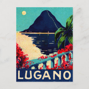 Carte Postale Lac Lugano, Suisse, vue sur la terrasse de l'hôtel