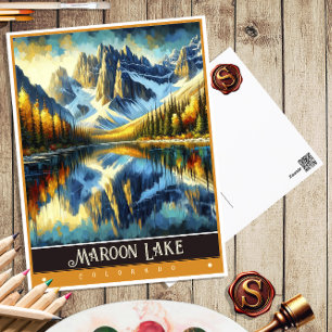 Carte Postale Lac Maroon, Colorado   Peinture Vintage
