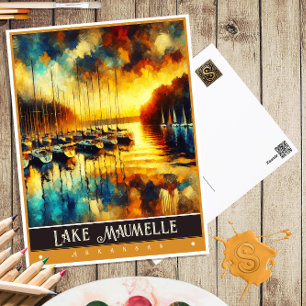 Carte Postale Lac Maumelle, Arkansas Peinture Vintage