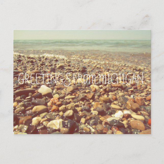 Carte Postale Lac Michigan Beach Rocines Shoreline Sea (Devant)
