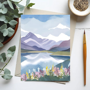 Carte Postale Lac Mountain   Paysage Floral Aquarelle