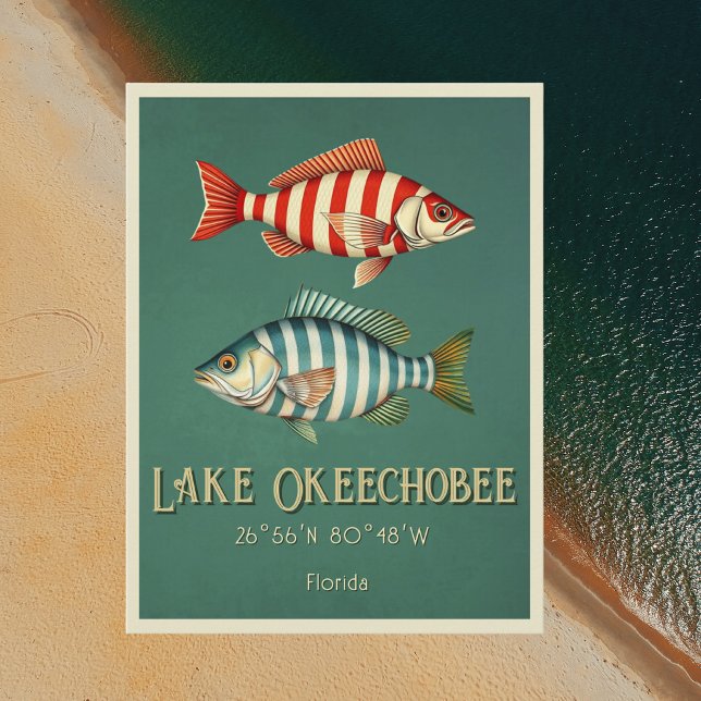 Carte postale Lac Okeechobee Floride pêche (Créateur téléchargé)