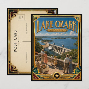 Carte Postale Lac Ozark Missouri Art Déco Vintage Âge d'Or