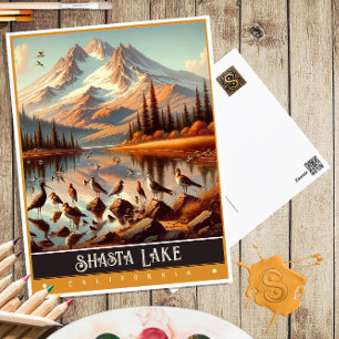 Carte Postale Lac Shasta, Californie Peinture Vintage