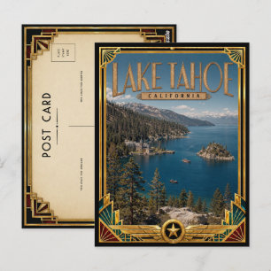 Carte Postale Lac Tahoe Californie Art Déco Vintage Âge d'Or