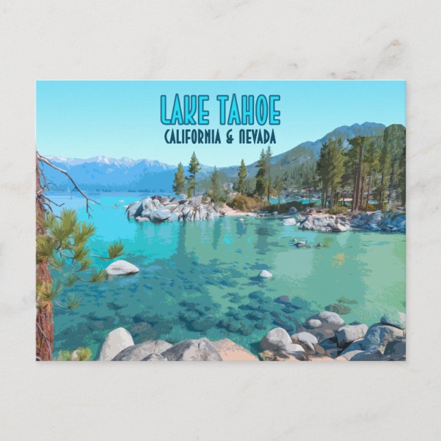 Carte Postale Lac Tahoe Californie Nevada Vintage (Devant)