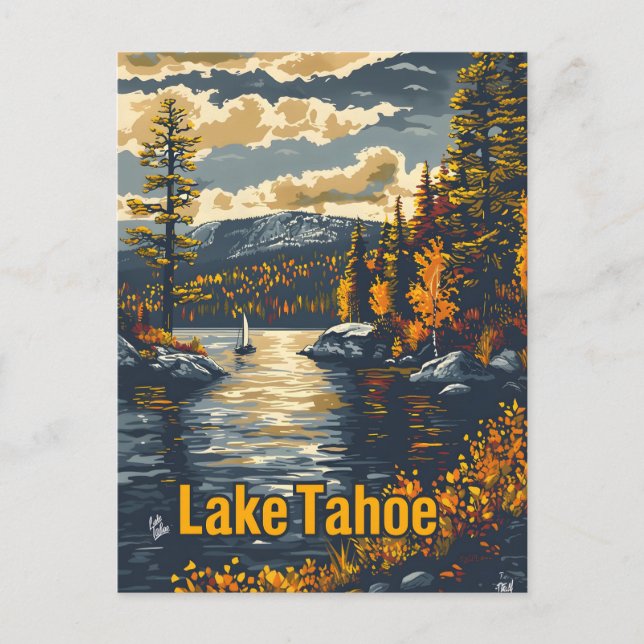 Carte Postale Lac Tahoe Vintage (Devant)