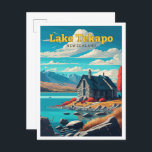 Carte Postale Lac Tekapo New Zealand Travel Art Vintage<br><div class="desc">Lac Tekapo Nouvelle-Zélande Voyage Art Illustration Vintage</div>