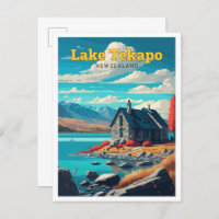 Lac Tekapo New Zealand Travel Art Vintage