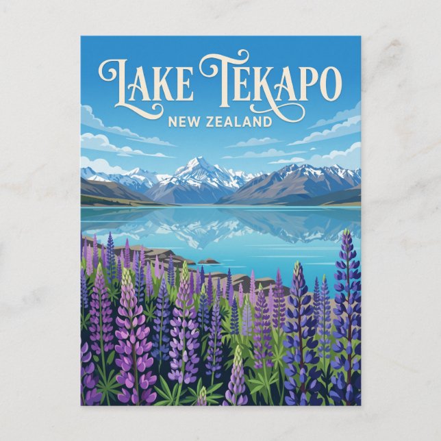 Carte Postale Lac Tekapo Nouvelle-Zélande (Devant)