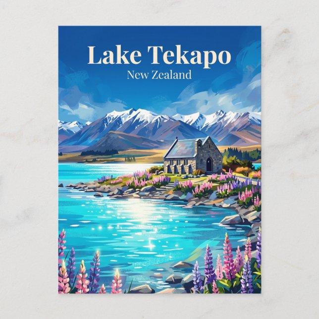 Carte Postale Lac Tekapo Nouvelle-Zélande (Devant)