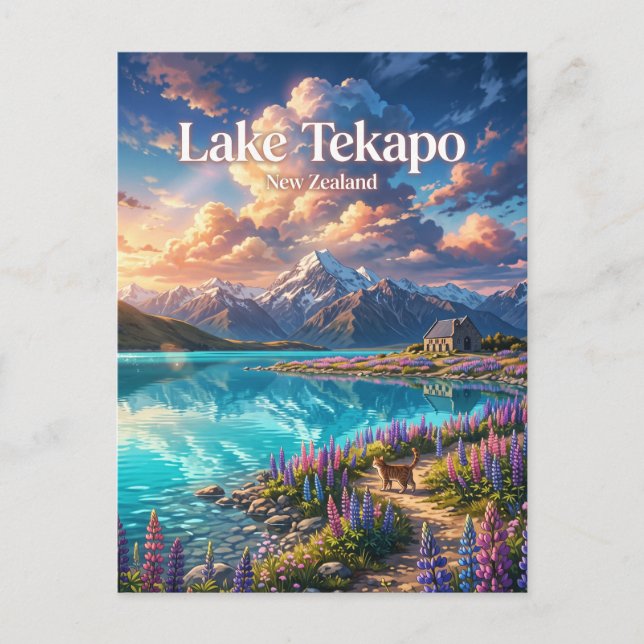 Carte Postale Lac Tekapo Nouvelle-Zélande (Devant)