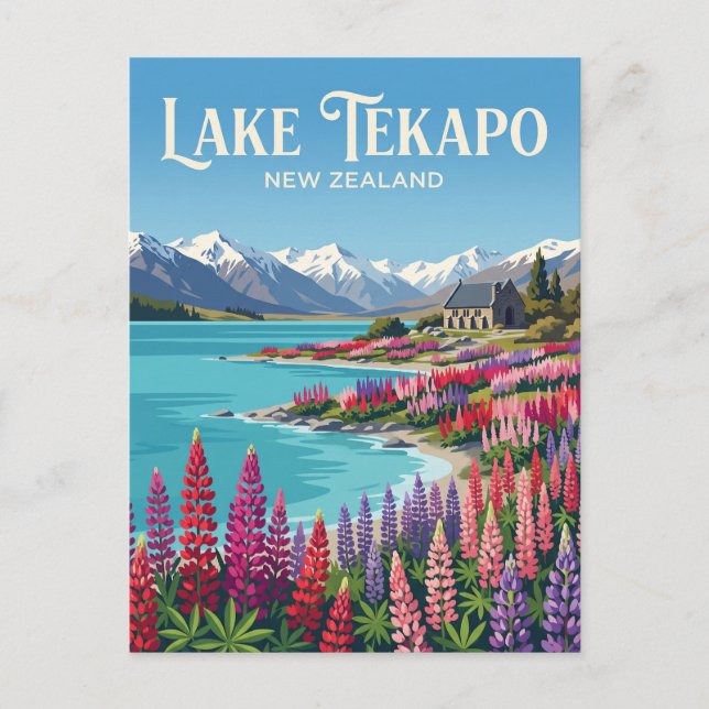 Carte Postale Lac Tekapo Nouvelle-Zélande (Devant)