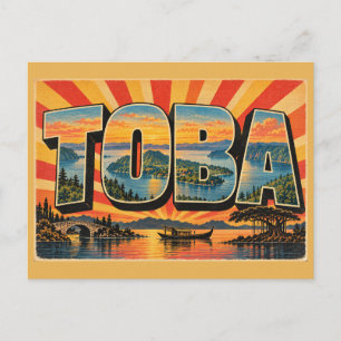 Carte Postale Lac Toba Île de Samosir Lac de cratère Vintage