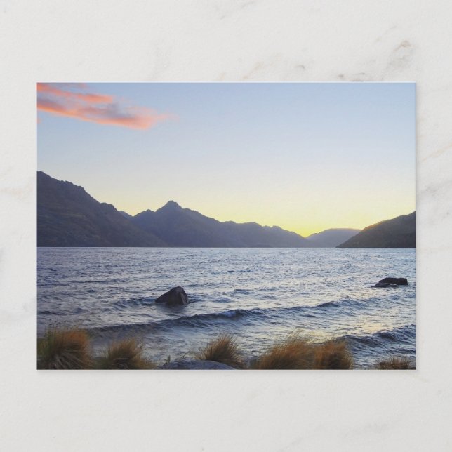 Carte Postale Lac Wakatipu au coucher du soleil, Queenstown, Nou (Devant)