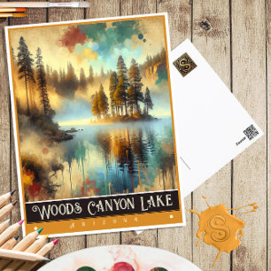 Carte Postale Lac Woods Canyon, Arizona   Peinture Vintage