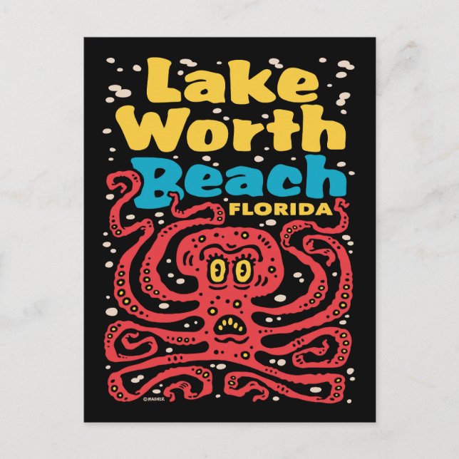 Carte Postale Lac Worth Beach Floride Octopus (Devant)