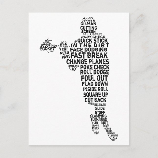 Carte Postale Lacrosse Player Word Art (Devant)