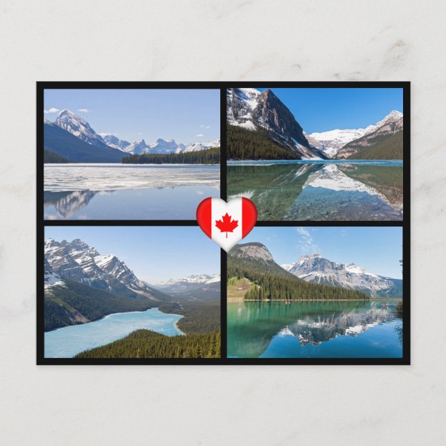 Carte Postale Lacs et paysages célèbres dans l'Ouest canadien (Devant)