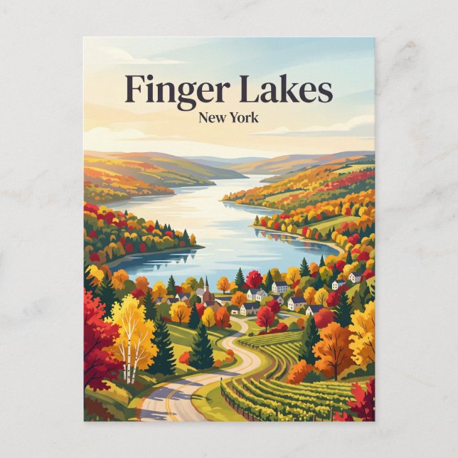 Carte Postale Lacs Finger USA (Devant)