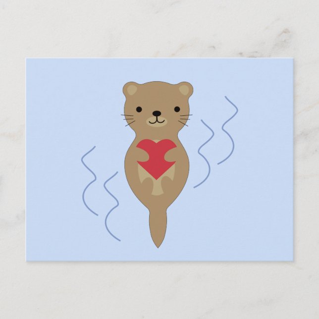Carte Postale L'adorable Otter qui embrasse un coeur (Devant)