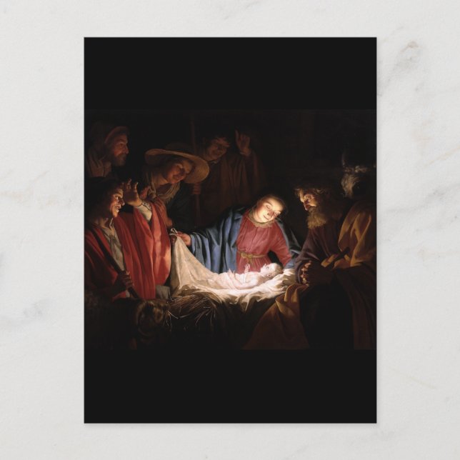 Carte Postale L'Adoration des Bergers par Honthorst (Devant)
