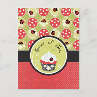 Carte Postale Lady Bug & Cupcake Merci
