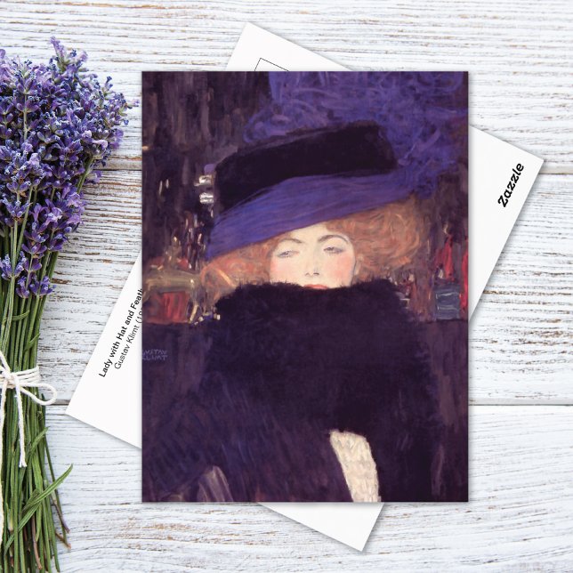 Carte Postale Lady Casquette Feather Boa Gustav Klimt (Créateur téléchargé)