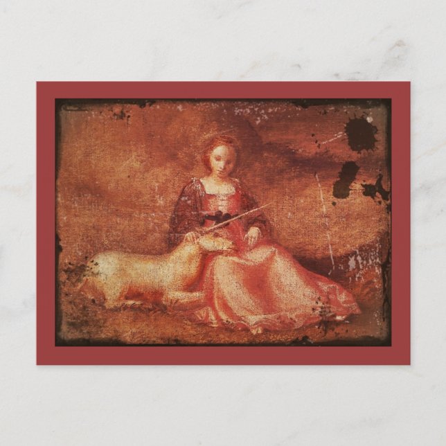 Carte Postale Lady Chastity Holding Unicorn (Devant)