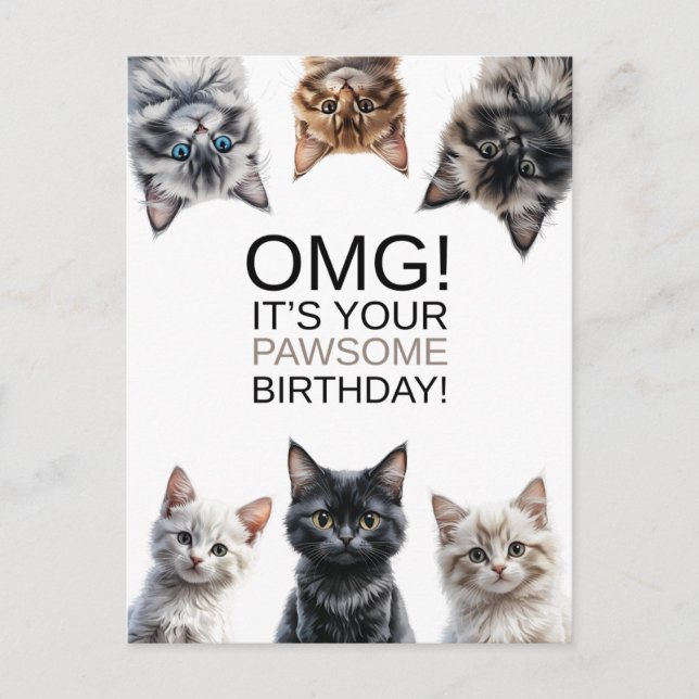 Carte Postale Lady Chat Anniversaire | OMG! C'est ton Anniversai (Devant)