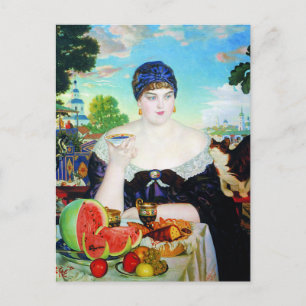 Carte Postale Lady Drinking Tea