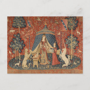 Carte Postale Lady Et La Licorne Moyen Age Tapisserie Vintage