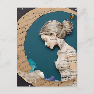 Carte Postale Lady et le collage de la lune