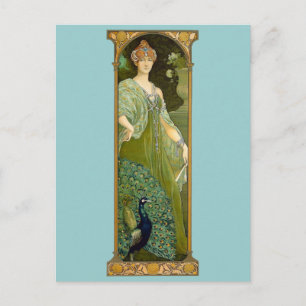 Carte Postale Lady et Peacock