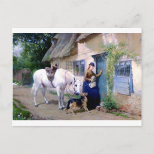 Carte Postale Lady Horse German Shepherd Visiteurs du chalet