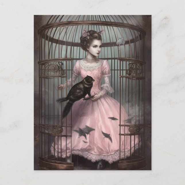 Carte Postale Lady in the Bird Cage With Weird Bird (Devant)