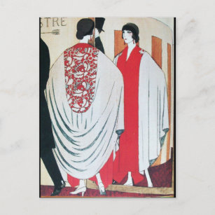 Carte Postale LADY IN THE MIRROR Art Deco Beauty Fashion