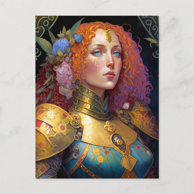 Carte Postale Lady Knight Warrior Armor Imaginaire Art (Devant)