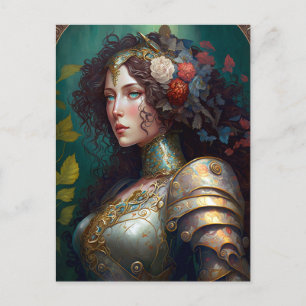 Carte Postale Lady Knight Warrior Armor Imaginaire Art