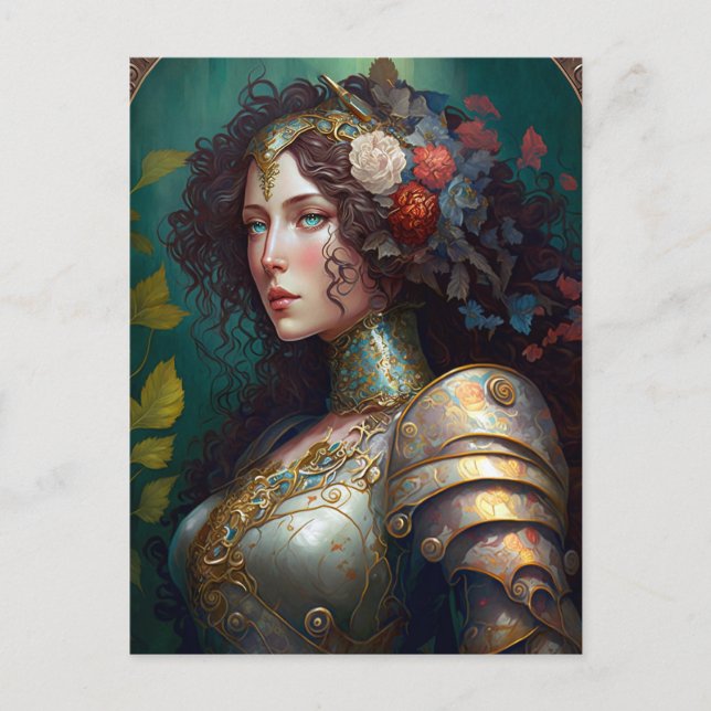 Carte Postale Lady Knight Warrior Armor Imaginaire Art (Devant)